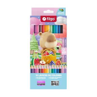 PACK 12LAPICES DE COLORES+2HB+SACAPUNTAS+GOMA VARIOS
