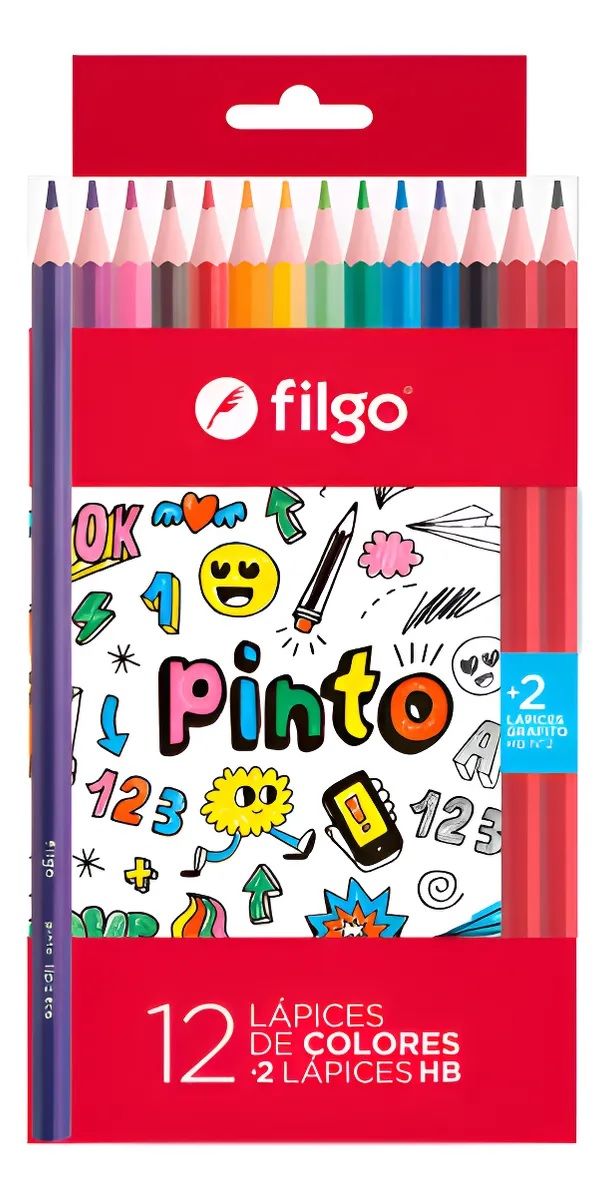 LAPICES DE COLORES PINTO ESTUCHE 12 SURTIDO+2HB