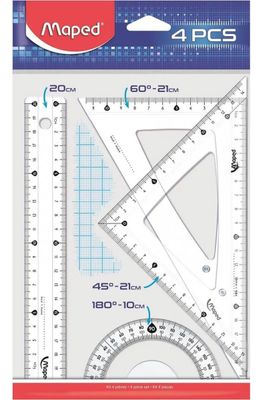 JUEGO DE GEOMETRIA MAPED 20CM TRANSPARENTE