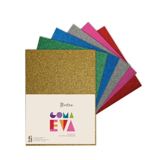 GOMA EVA A4 CON BRILLANTINA X10 ILUSTRA