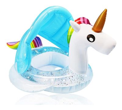 FLOTADOR INFLABLE CON TECHO DISEÑO UNICORNIO