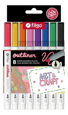 MARCADORES OUTLINER METALIZADOS X 8