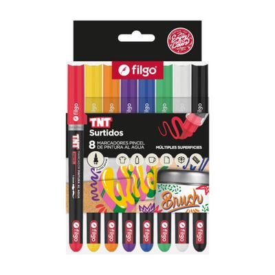 MARCADOR ACRILICO TNT PUNTA PINCEL 8 COLORES SURTIDOS