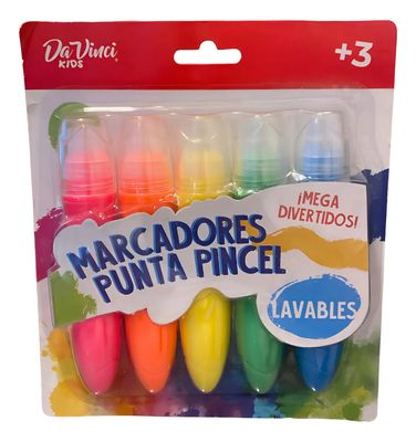 TEMPERA EN MARCADOR PUNTA PINCEL 5 UNIDADES DA VINCI KIDS
