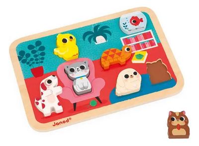 PUZZLE DE ENCASTRE EN MADERA MASCOTAS