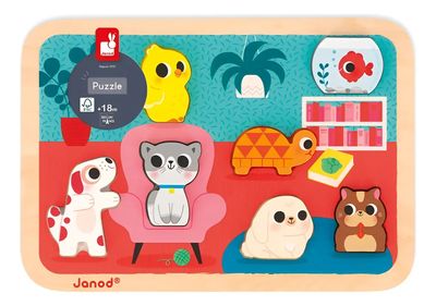 PUZZLE DE ENCASTRE EN MADERA MASCOTAS