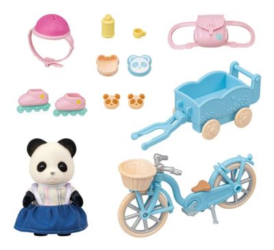 SYLVANIAN FAMILIES SET DE BICICLETA Y SKATE PANDA GIRLS