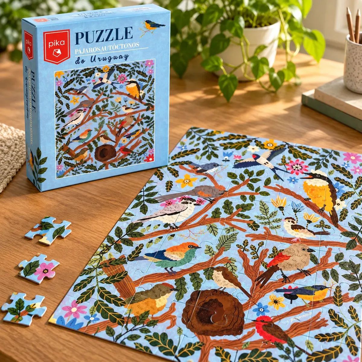 LIBRO +  PUZZLE PAJAROS AUTOCTONOS DE URUGUAY