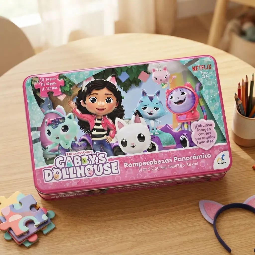 PUZZLE PANORAMICO 3 EN 1 GABBYS DOLLHOUSE
