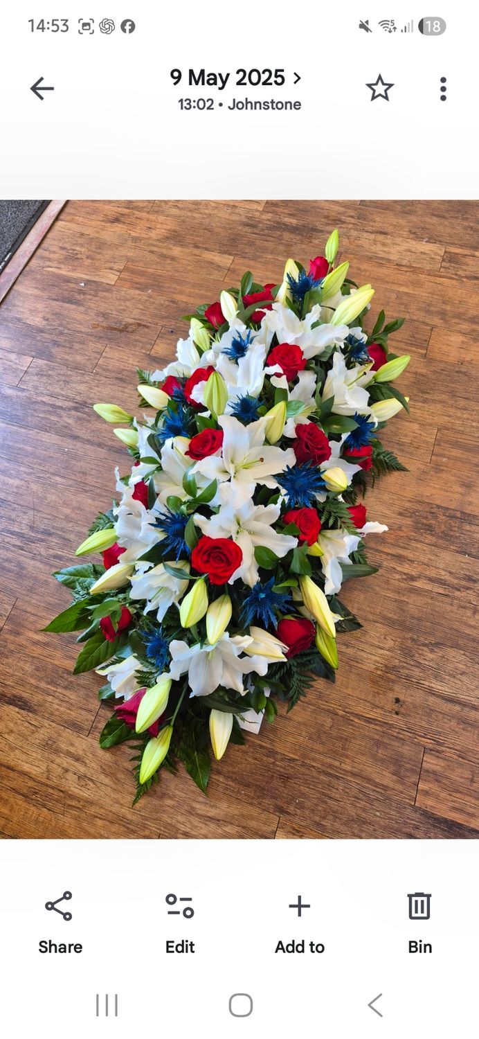 Ibrox Casket spray 4 foot
