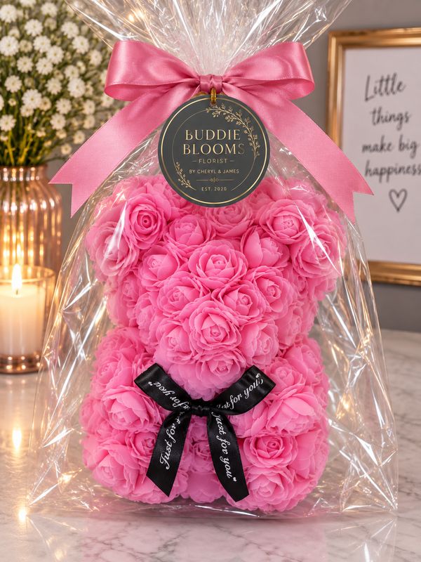 Forever rose Bear pink gift wrapped