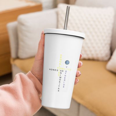 Insulated tumbler with a straw