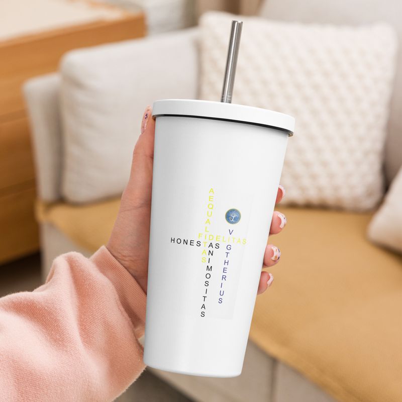 Insulated tumbler with a straw