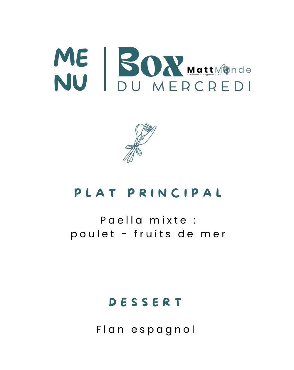 MERCREDIS BOX du 25 Mars : L'Espagne - Menu complet