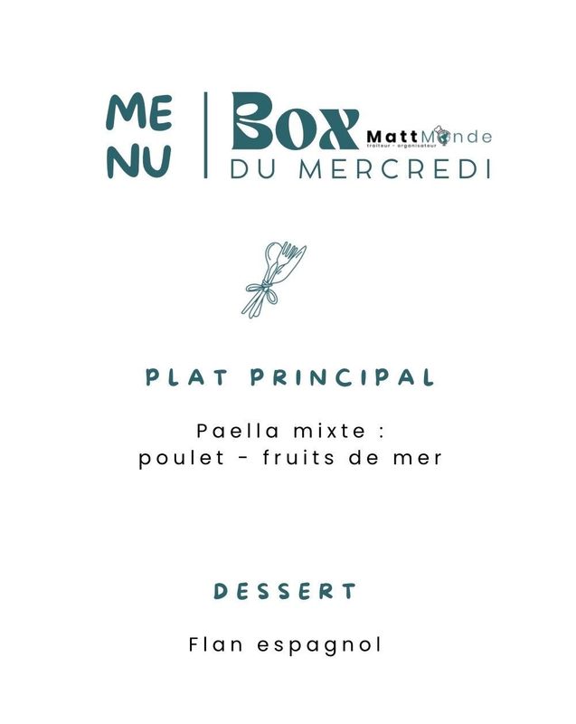 MERCREDIS BOX du 25 Mars : L'Espagne - Menu complet