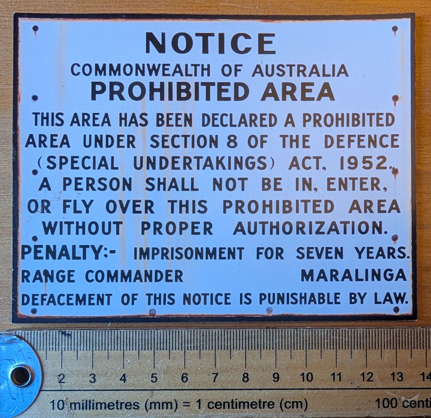 Maralinga “Prohibited Area” Fridge Magnet Maralinga “Prohibited Area” Fridge Magnet