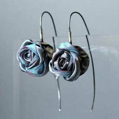 Metallic multi colour rose drop earrings