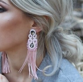 Baby pink tassel earrings