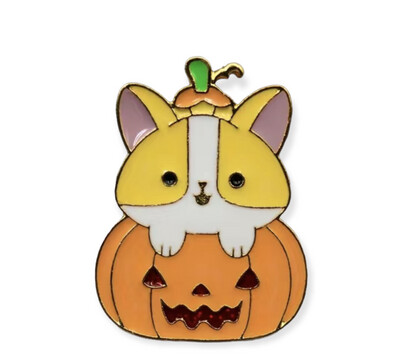 Pumpkin Kitty Metal Pin