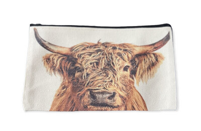 Cow Canvas Zip Pouch