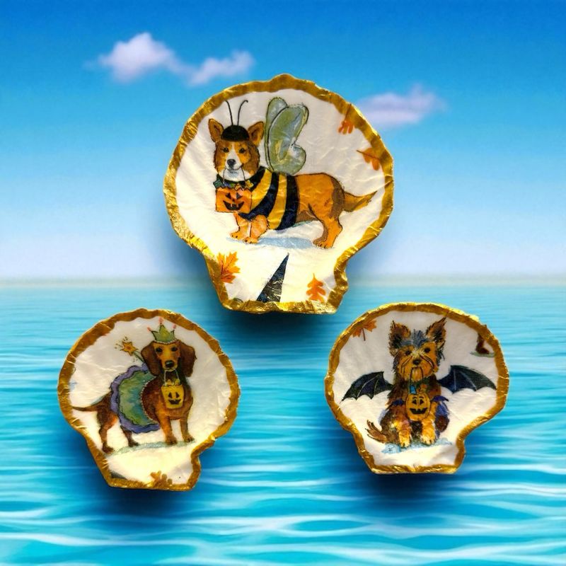 Fundraiser Decoupage Halloween Dog Shell Magnet