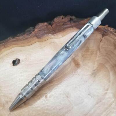 Dura EDC Gray Mix Ballpoint Click Pen with Stainless Steel Finish