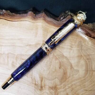 Scuba Diver Celestial Blue and Purple Rollerball Pen with 24K Gold Finish
