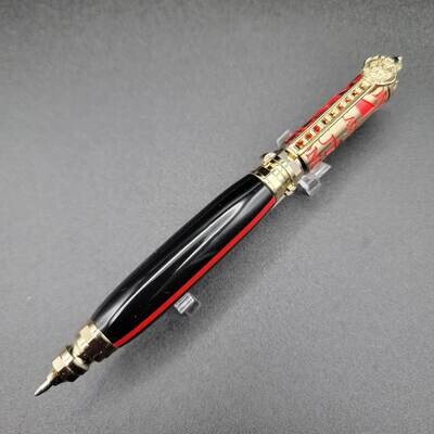 Firefighter Thin Red Line Ballpoint Pen with Brass and Red Finish