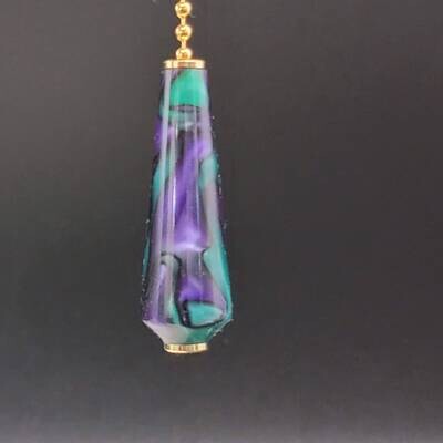Purple and Teal Mixed Pull Chain with Gold Finish