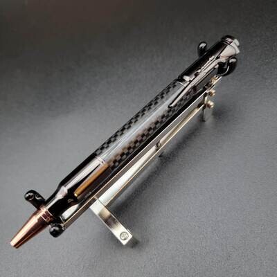 Carbon Fiber Bolt Action Ballpoint Pen with Gun Metal Finish