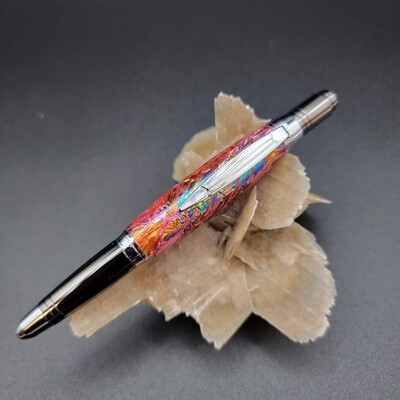 Pink "Poison" Zephyr Style Ballpoint Pen with Chrome and Gun Metal Finish