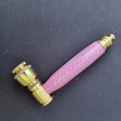 Pink Smoking Pipe with Brass Finish