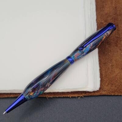 Blue Mixed Slimline Ballpoint Pen with Blue Finish