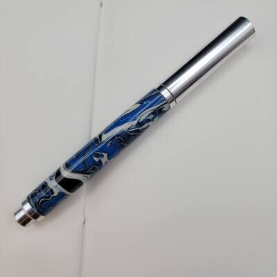 Blue Mixed Raw Rollerball Pen with Aluminum Finish