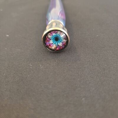 Smooth Purple and Blue Wand with Mosaic Eye Cabochon and Antique Copper Finish