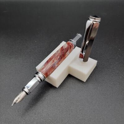 Vertex Mix Red Fountain Pen with Chrome Finish