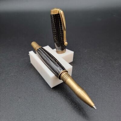 Jr George Carbon Fiber Rollerball Pen with Antique Brass Finish