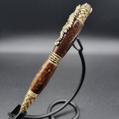 Dragon Brown Ballpoint Pen with Antique Brass Finish