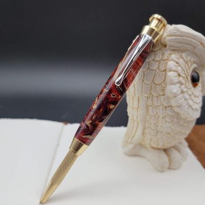 Red Mechanical Carpenter Pencil with Gold Finish