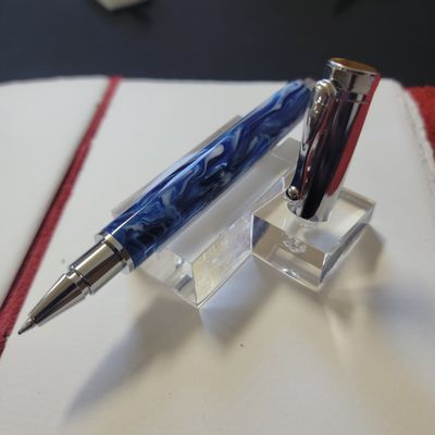 Blue Magnetic Rollerbal Pen with Chrome Finish