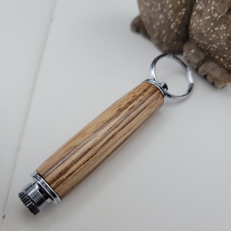 Wood Pocket Knife Keychain with Gold Finish