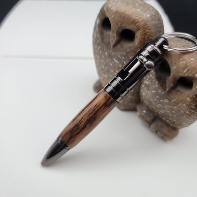 Wood Bolt Action Keychain Pen with Gun Metal Finish