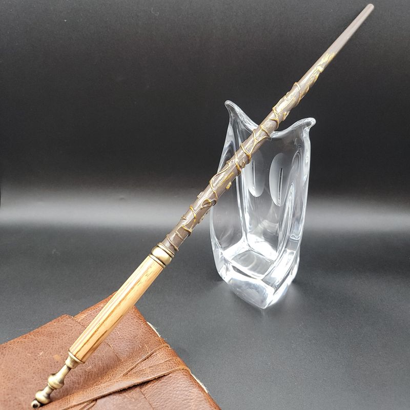 Wood Wand2 with Antique Brass Finish