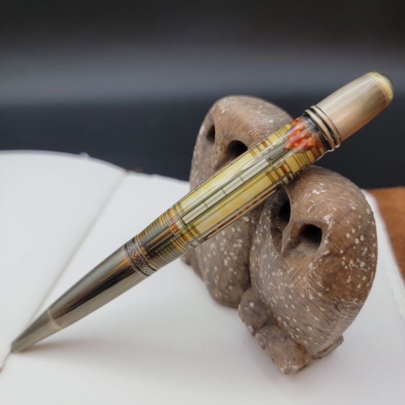 Frank Lloyd Wright Inspired Print Sierra Style Ballpoint Pen with Antique Bronze Finish