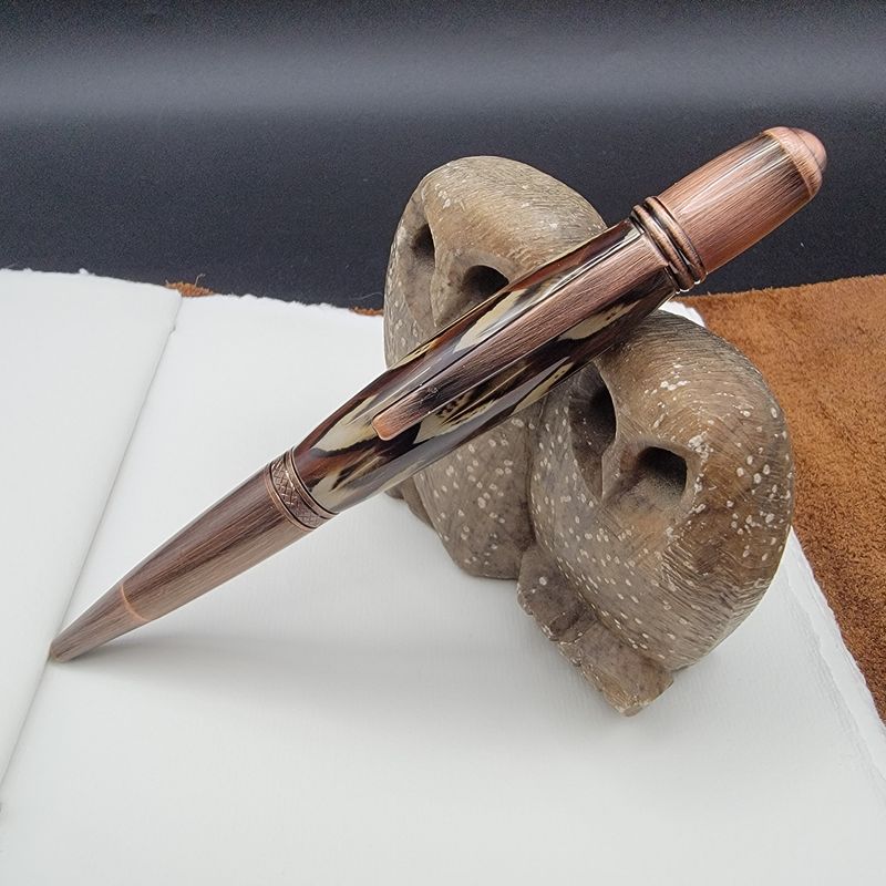 Sierra Style Pheasant Feathered Ballpoint Pen with Antique Copper Finish