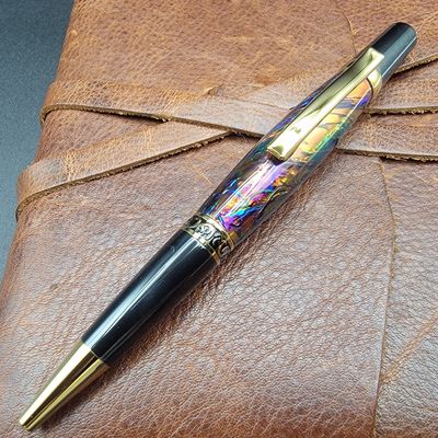 Elegant Sierra Style Black Foil Mixed Ballpoint Pen with Black Titanium Gold and Hardite Finish