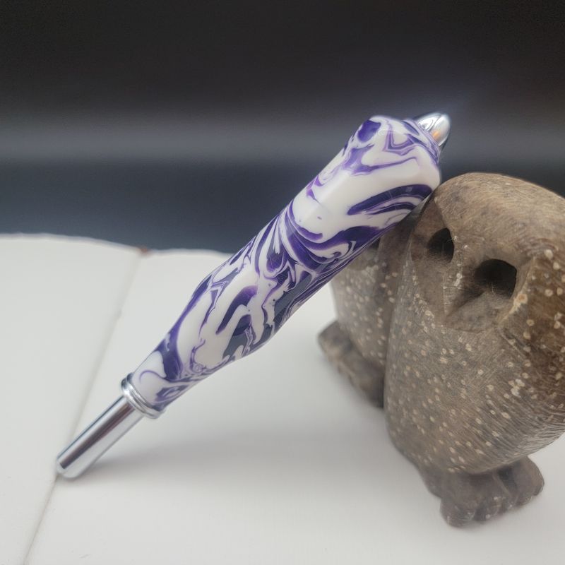 Purple and White Swirl Seam Ripper with Chrome Finish