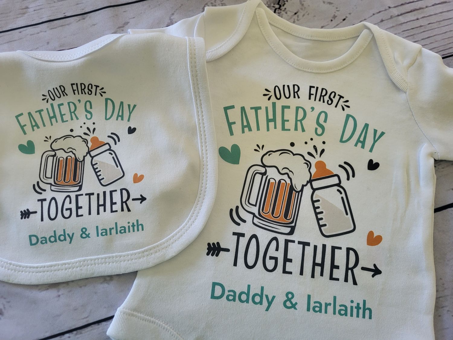 Baby Bib &amp; Vest Set - Fathers Day - Beer