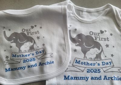 Baby Bib &amp; Vest Set - Mothers Day - Elephant