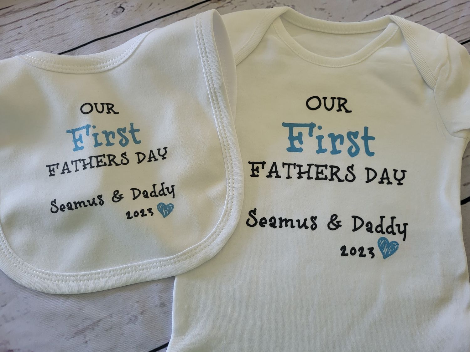 Baby Bib &amp; Vest Set - Fathers Day - Heart